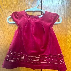 Infant Girls Crushed Velvet Red & Gold Christmas Dress 0-3 months NWT